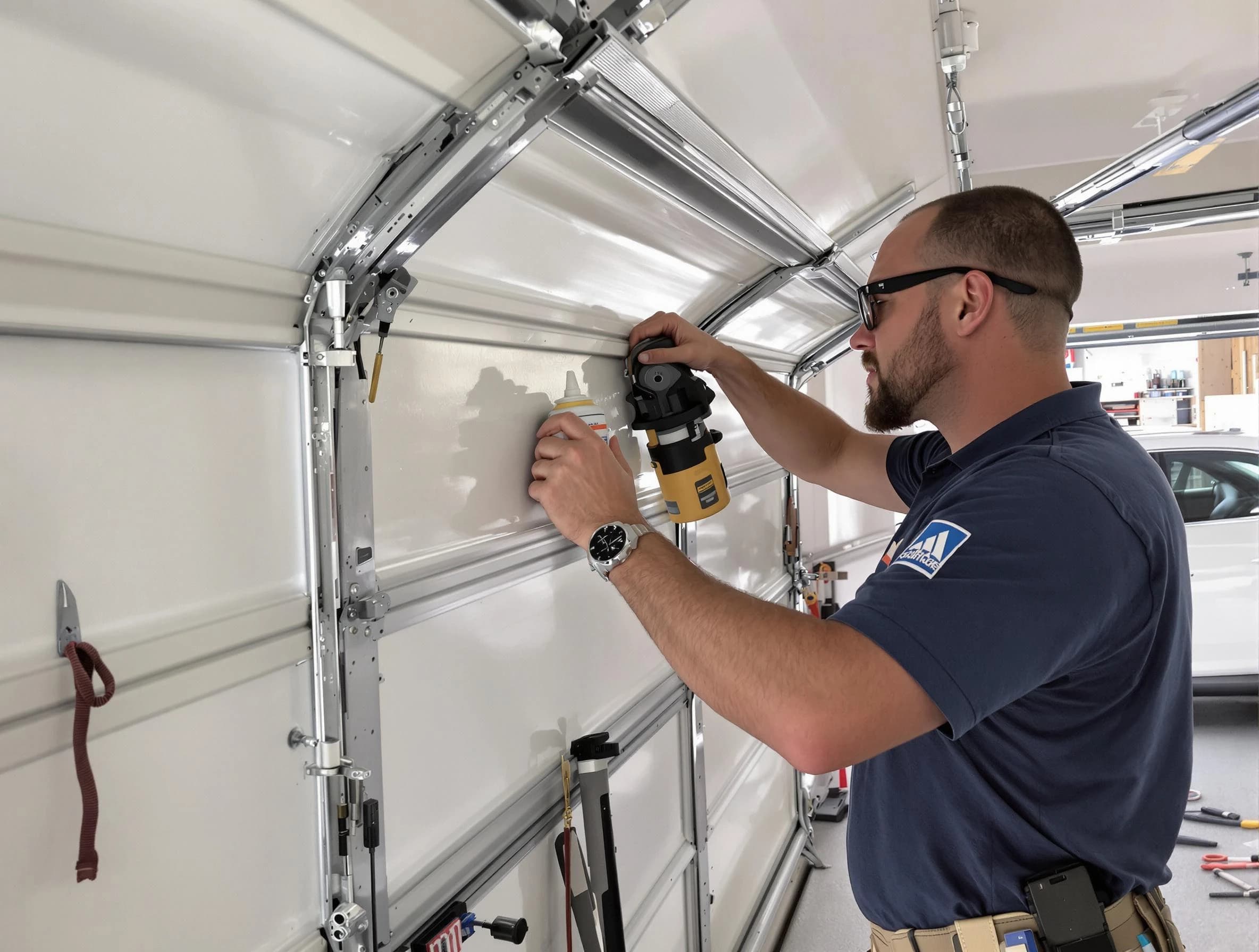 Portland Garage Door Repair technician performing comprehensive noise reduction service in Portland