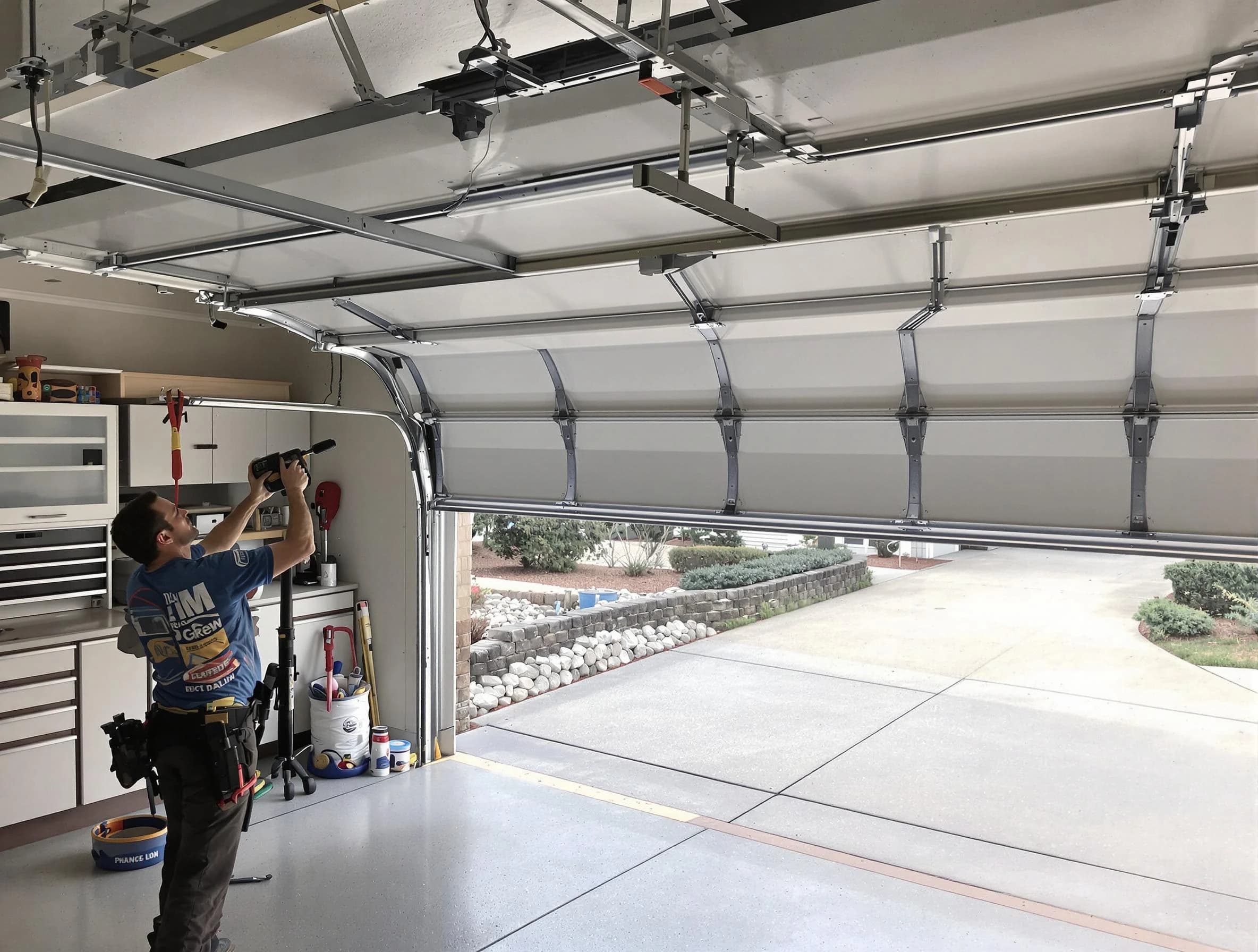 Garage door track repair service by Portland Garage Door Repair in Portland