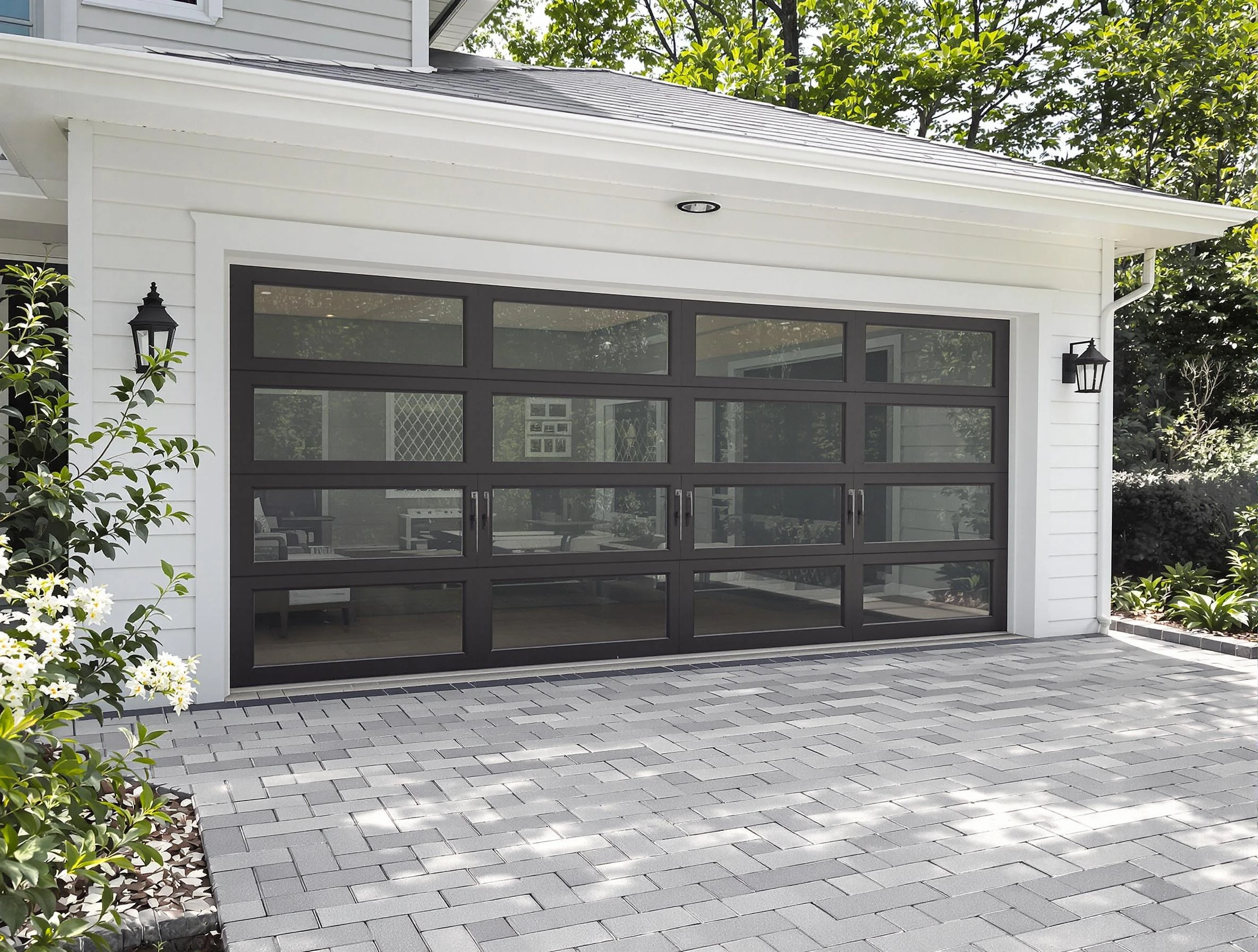 Portland Garage Door Repair design specialist presenting custom garage door options to Portland homeowner