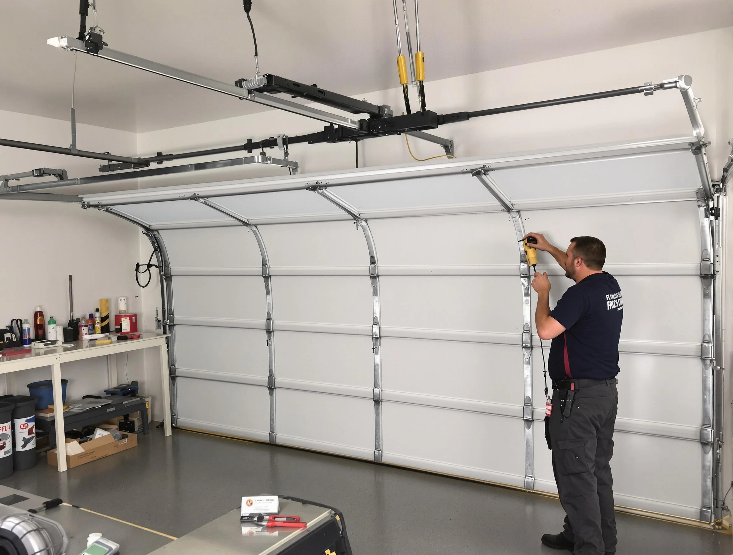 Portland Garage Door Repair certified technician performing overhead door system repair in Portland
